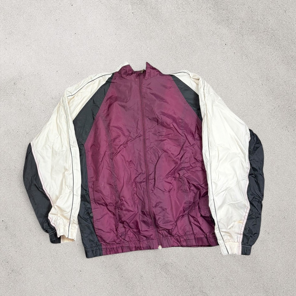 Wilson Vintage Colorblock Windbreaker Jacket Maroon Black White Mens Large